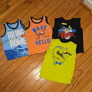 Boys Graphic Tank Tops - Blue, Orange, Yellow, Black